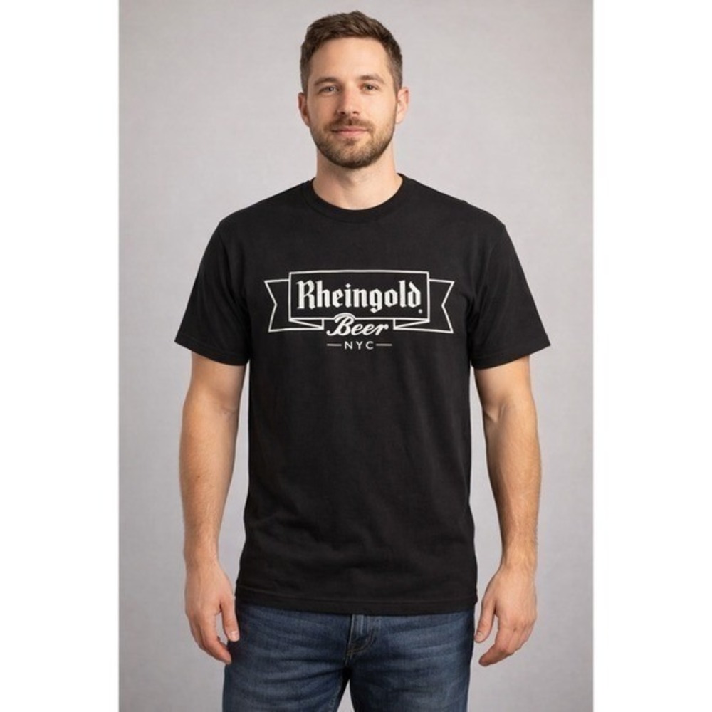 NOS Vintage Rheingold Beer NYC T-Shirt Mens Large Black American Apparel 2001